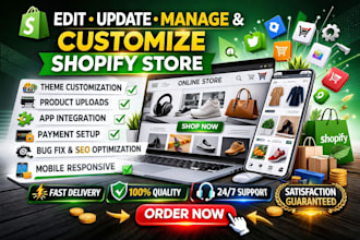 edit, update, manage and customize shopify store