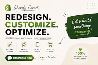 redesign revamp customize edit fix and optimize your shopify store