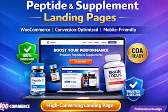 create a peptide, supplement, or nutraceutical landing page using woocommerce
