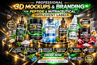 create 3d mockups and branding for peptide and nutraceutical supplements label