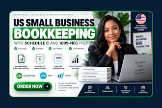 do US small business bookkeeping with schedule c and 1099 nec prep