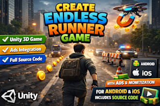 create an endless runner game development in unity with ads and source code