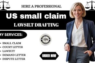 draft US small claim court letter lawsuit demand letter and dispute letter
