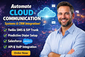 automate cloud communication, twilio sms, sip trunk setup and crm integration