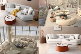 build low li perm 3d mesh furniture set for 3d secondlife or imvu
