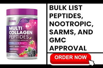 setup bulk list for peptide product, nootropic sarms and gmc compliance