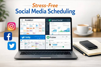 do social media post schedule on planoly sprout social viraly publer manager