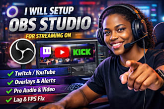 setup obs studio for streaming on twitch, youtube, facebook, kick, or recording