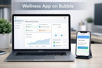 develop wellness app on bubble with client portal, appointment, tracking, email