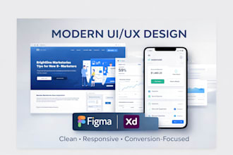 do figma design, figma website UI UX design, and mobile app UI design, adobe xd