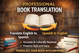 translate english to spanish, spanish to english, book translation