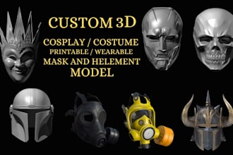 sculpt 3d wearable cosplay model 3d helmet and mask for 3dprint