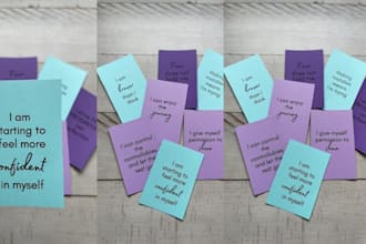 design affirmation card, thank you card, trivia card card box print ready files