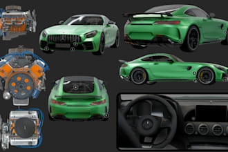 create custom 3d car model design in parts or full for printing, game, animation