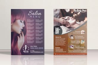 design price list, checklist,rate list,spa and menu card