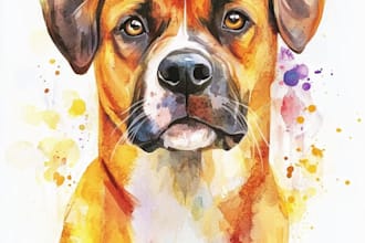 draw a cute pet, cat, dog portrait