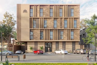 repurpose residential building,apartment complex rendering,modern facade remodel