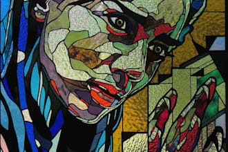 design vintage stained glass art mosaic fantasy illustrations