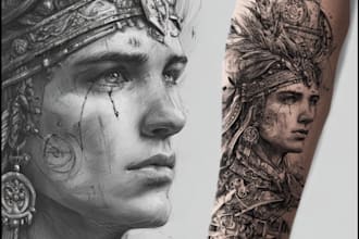 make your sleeve tattoo, tribal tattoo, realistic tattoo,