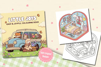 create kids and adult coloring book cover design and interiors for KDP and etsy