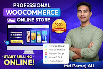 create a professional woo commerce website or online store