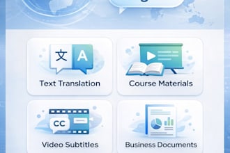 chinese english translation, course content and subtitle translation