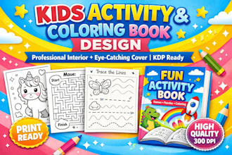 kids activity book interior cover kids coloring book cover design