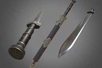 design 3d sword modelling 3d weapon props armor 3d gun dagger for printing