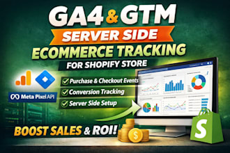 fix or setup ga4,gtm server side ecommerce tracking and meta pixel for shopify