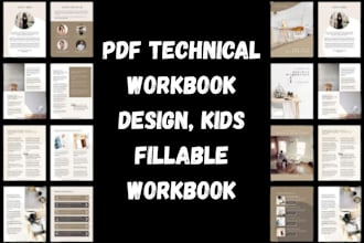 design technical workbook, pdf workbook, kids workbook, fillable workbook