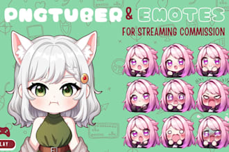 draw custom chibi twitch emotes and pngtuber model giftuber for vtuber streaming
