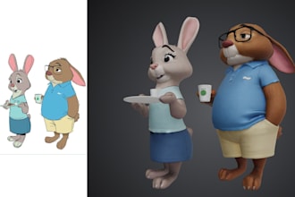 design 3d character and cartoon model in blender