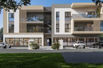 remodel sustainable building,commercial property renovation, exterior cgi render