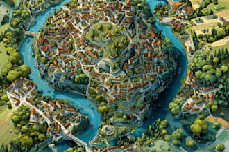vector map illustration map design city map fantasy map