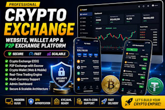 create crypto exchange website, crypto wallet app, p2p exchange platform