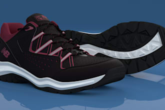 do professional 3d shoe design and realistic 3d shoe rendering