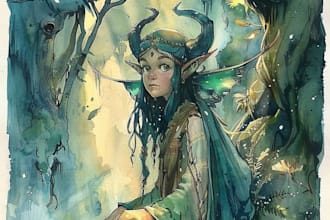 draw a fantasy illustration in a definite style