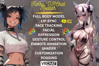 rig and edit nsfw vrchat avatar, 3d anime vtuber, vrchat furry avatar, vseeface