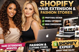 design shopify hair extension website and fashion and clothing store
