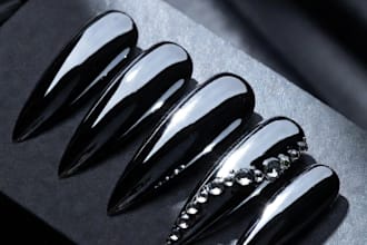 design custom matte black press on nails
