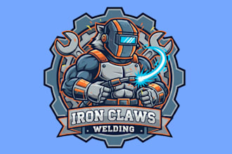create creative welder mascot logo with unique creativity design