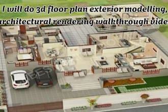 do 3d floor plan exterior modelling, architectural rendering walkthrough video