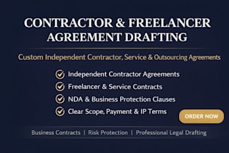 draft independent contractor, freelancer and outsourcing agreement
