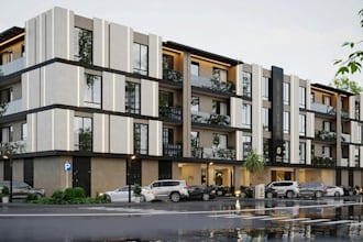 construct 3d modern apartment building,multi story residential house rendering