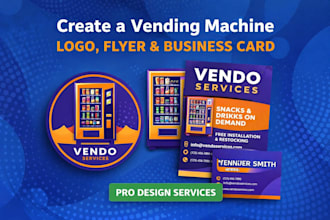 create a vending machine logo, flyer and the business card