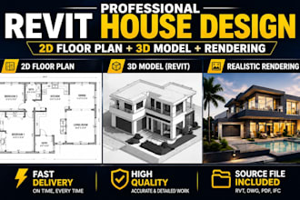 design revit floor plans, elevations, sections and 3d model