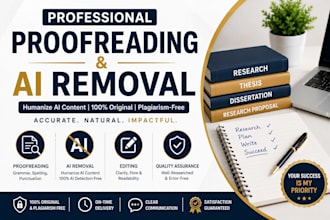 proofread thesis , research proposal , ai removal ,dissertation editing