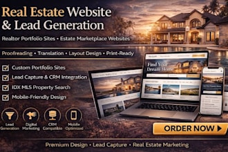 design realtor portfolio website lead generation website estate marketplace site