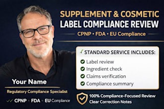 review supplement, cosmetic, and skincare labels for cpnp, fda and eu compliance