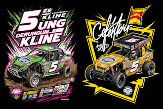 design a modern racing car logo for t shirt, streetwear and motorsport brand